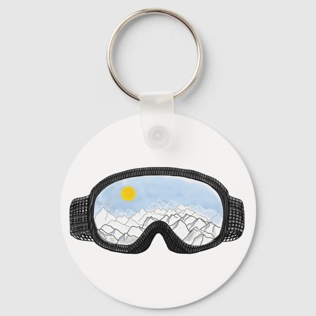 Ski Goggles Mountain View Illustration Nyckelring (Framsida)