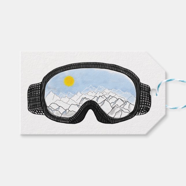 Ski Goggles Mountain View Illustration Presentetikett (Framsidan (Horisontell))