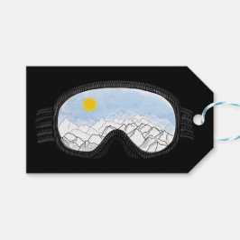 Ski Goggles Mountain View Illustration Presentetikett