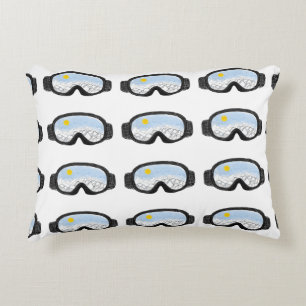 Ski Goggles Mountain View Illustration Prydnadskudde