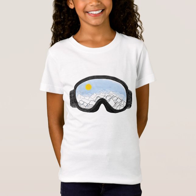 Ski Goggles Mountain View Illustration T Shirt (Framsida)