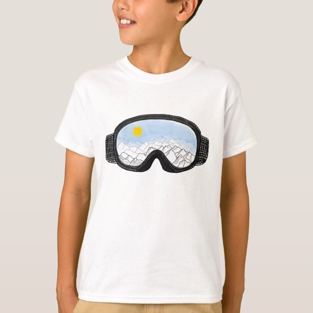 Ski Goggles Mountain View Illustration T Shirt (Framsida)