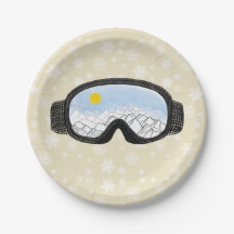 Ski Goggles Mountain View Snöflingor Benvit