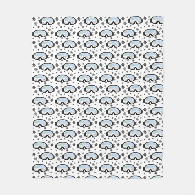Ski Goggles Mountain View Snöflingor Illustration Fleecefilt (Framsidan)