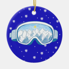 Ski Goggles Snowflake Dance Julgransprydnad Keramik