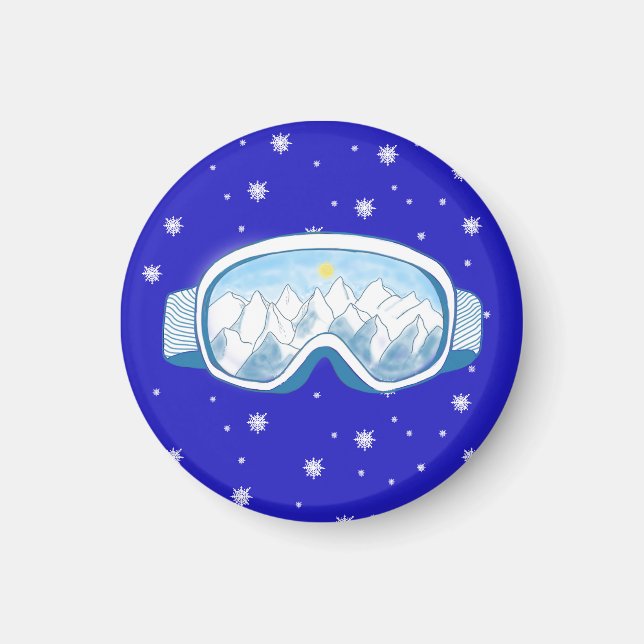 Ski Goggles Snowflake Dance Magnet (Framsidan)