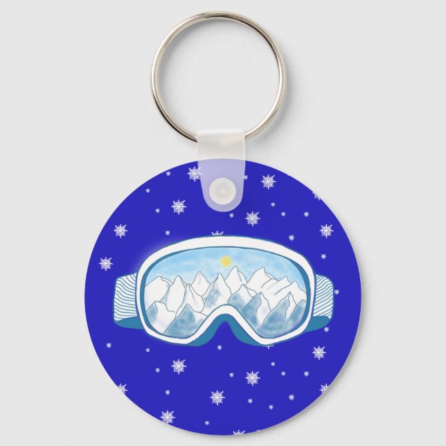 Ski Goggles Snowflake Dance Nyckelring (Framsida)