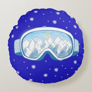 Ski Goggles Snowflake Dance Rund Kudde