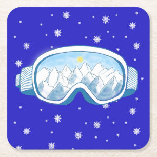 Ski Goggles Snowflake Dance Underlägg Papper Kvadrat