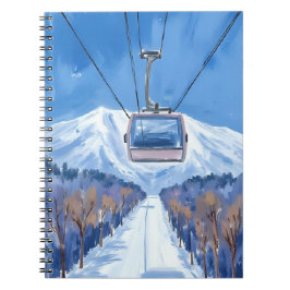 Ski Gondola Snow Mountain Watercolor Anteckningsbok