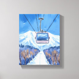 Ski Gondola Snow Mountain Watercolor Canvastryck