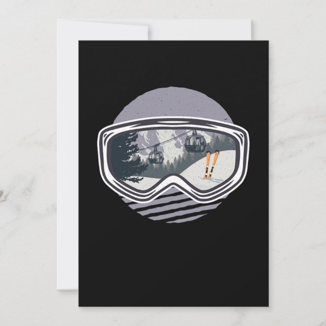 Ski Googles Hiss Skier Skiing Winter Sports Gift Inbjudningar (Framsida)