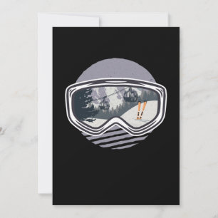 Ski Googles Hiss Skier Skiing Winter Sports Gift Inbjudningar