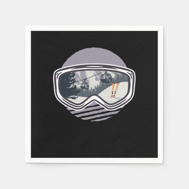Ski Googles Lift Skier Skiing Winter Sports Gift Pappersservett (Framsidan)