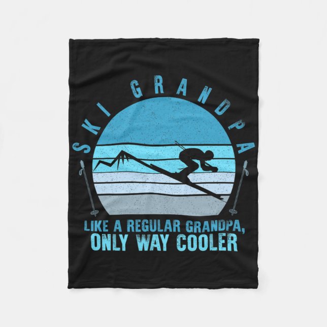 Ski Grandpa Skier Mountain Snö Skiing Grandpa Sno Fleecefilt (Framsidan)