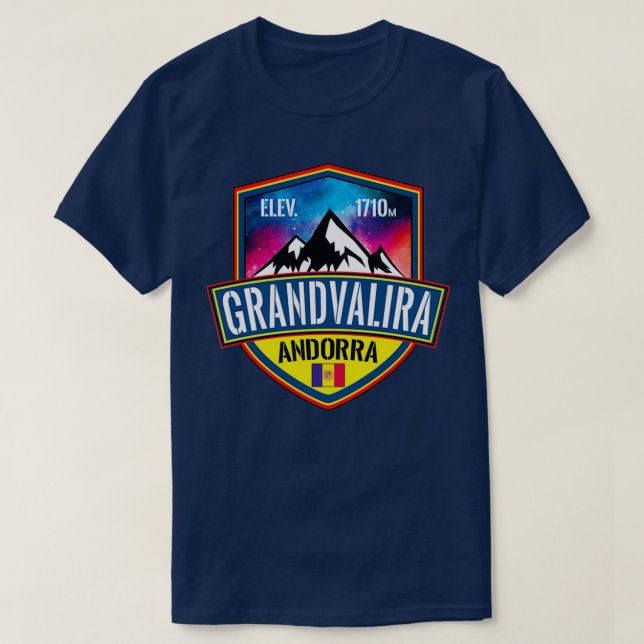 Ski Grandvalira Andorra Skiing Pyrenébergen T Shirt (Design framsida)