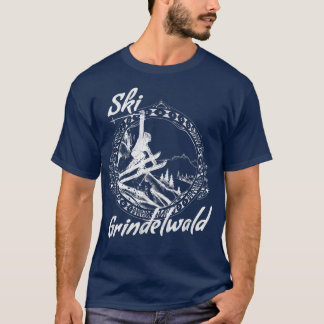 Ski Grindelwald, Switzerland Vintage Snow Skiing V T Shirt