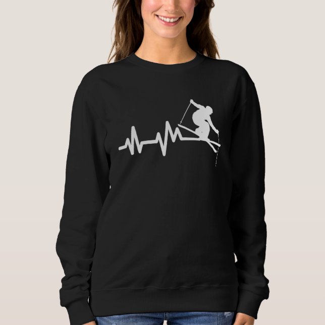 Ski Heartslag Skiing Skier T Shirt (Framsida)