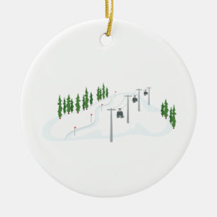 Ski Hiss Julgransprydnad Keramik