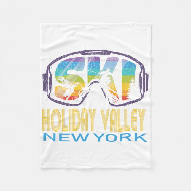 Ski Holiday Valley New York Skiing Vacation Fleecefilt (Framsidan)