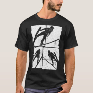 Ski-hoppande retro-skidflygning under vintersports t shirt