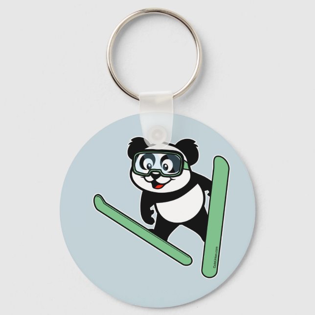 Ski-hopping Panda Nyckelring (Framsida)