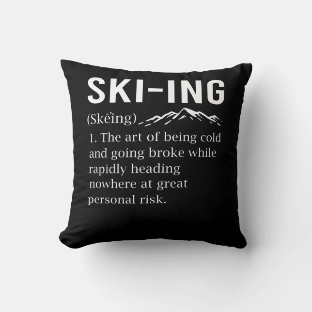 Ski Humor Skiing Funny Winter Sport Joke Kudde (Framsida)