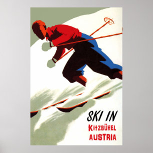 Ski in Kitzbuhel, Österrike Poster