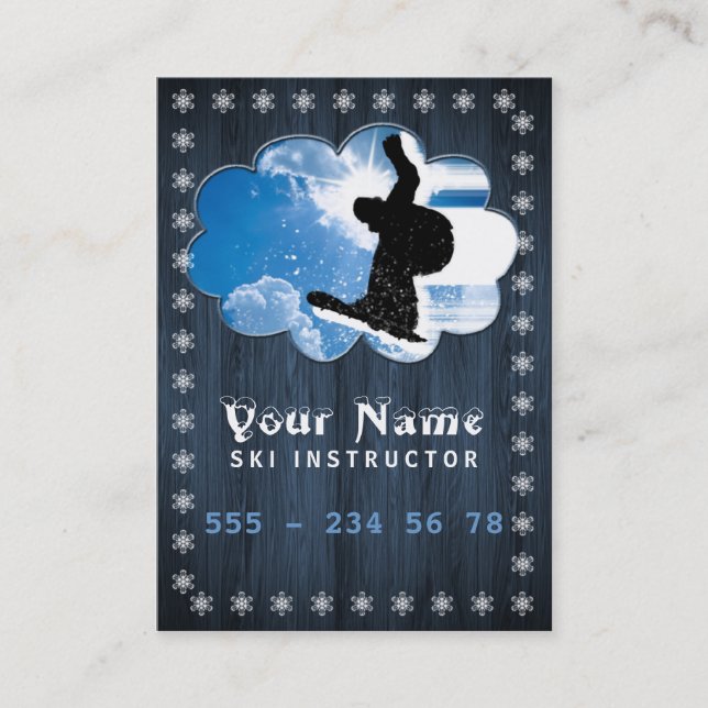 Ski-instruktion - affärs-, schemakort visitkort (Framsida)