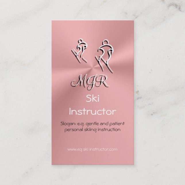 Ski-instruktör med stilized skiers-logotyp visitkort (Framsida)
