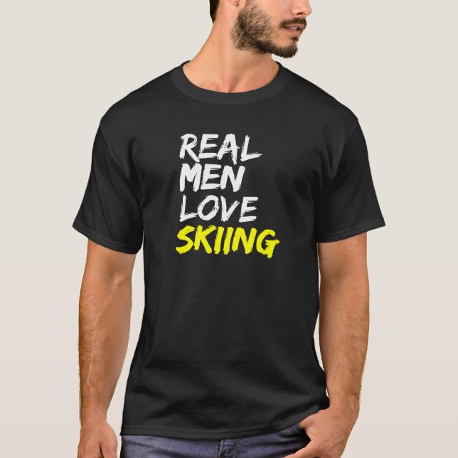 Ski-instruktör som säger Real Manar Kärlek Skiing  T Shirt (Framsida)