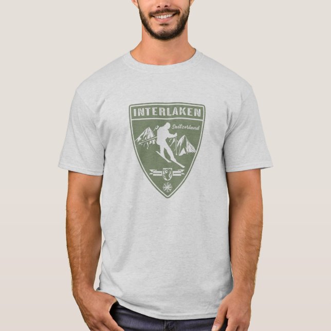Ski Interlaken Schweiz T Shirt (Framsida)