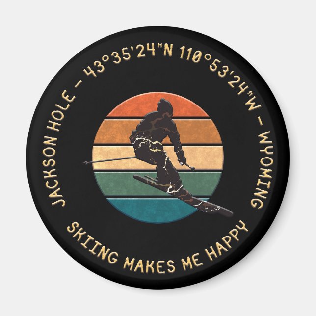 Ski Jackson Hål, Wyoming - Man Skier on Black Magnet (Framsidan)