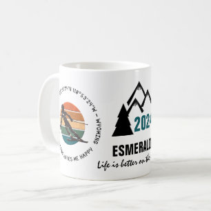 Ski Jackson Hål, Wyoming - Woman Skier Black Text Kaffemugg