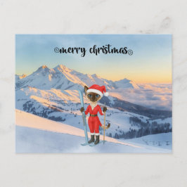 Ski-jul för Cat Jultomten Siamese Cat fläkt Helg Vykort