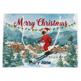 Ski-jul för Santa Siamese Cat Lovers Snowy