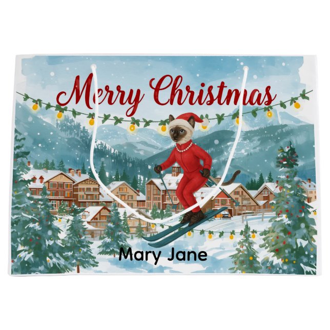 Ski-jul för Santa Siamese Cat Lovers Snowy (Framsidan)