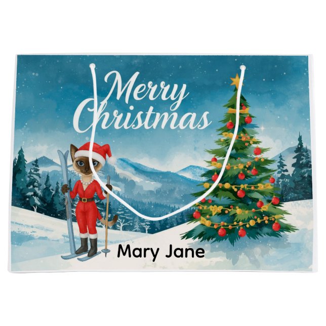 Ski-jul för Santa Siamese Cat Lovers Snowy (Framsidan)