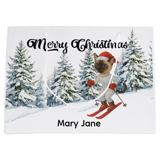 Ski-jul för Santa Siamese Cat Lovers Snowy (Framsidan)