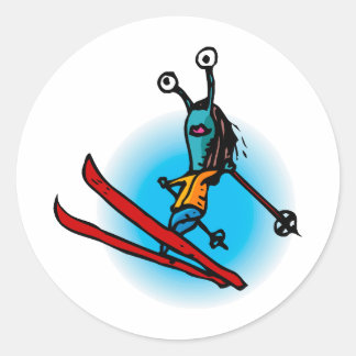 Ski Jump Alien Sister Runt Klistermärke