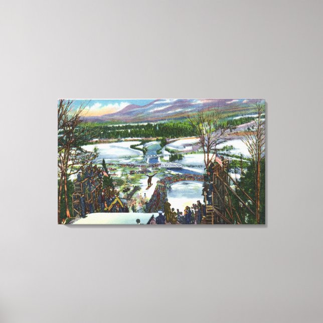 Ski-Jumperna Börjar från Olympic Ski Backe Canvastryck (Framsida)