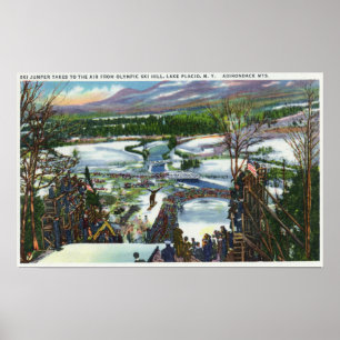 Ski-Jumperna Börjar från Olympic Ski Backe Poster