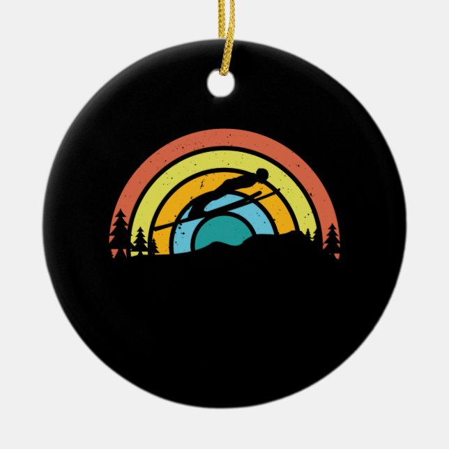 Ski Jumping Retro Julgransprydnad Keramik (Framsidan)