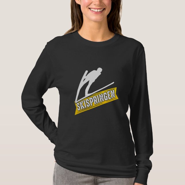 ski jumping ski flying competition winter sports s t shirt (Framsida)