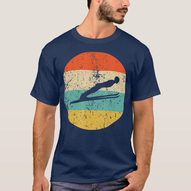 Ski Jumping   Vintage Retro Ski Jumper T Shirt (Framsida)