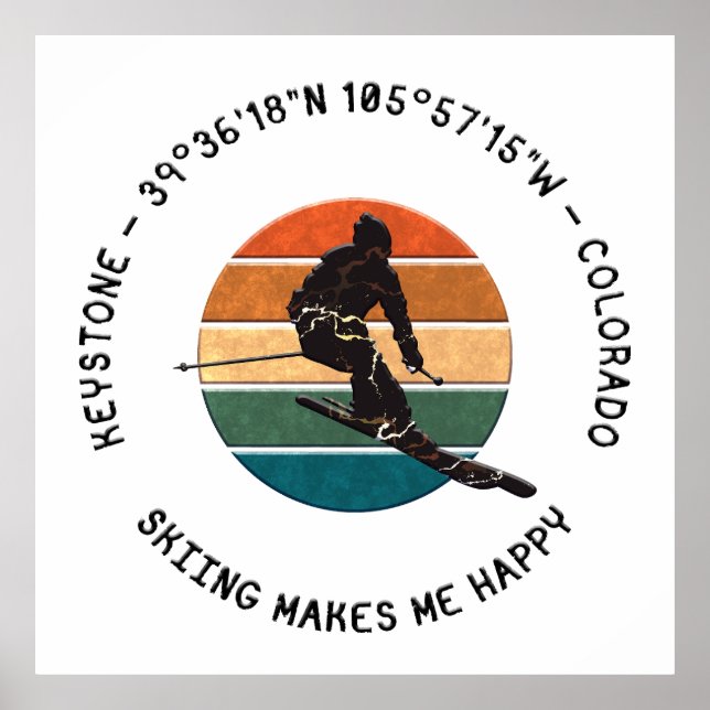 Ski Keystone, Colorado - Man Skier, Black Text Poster (Framsidan)