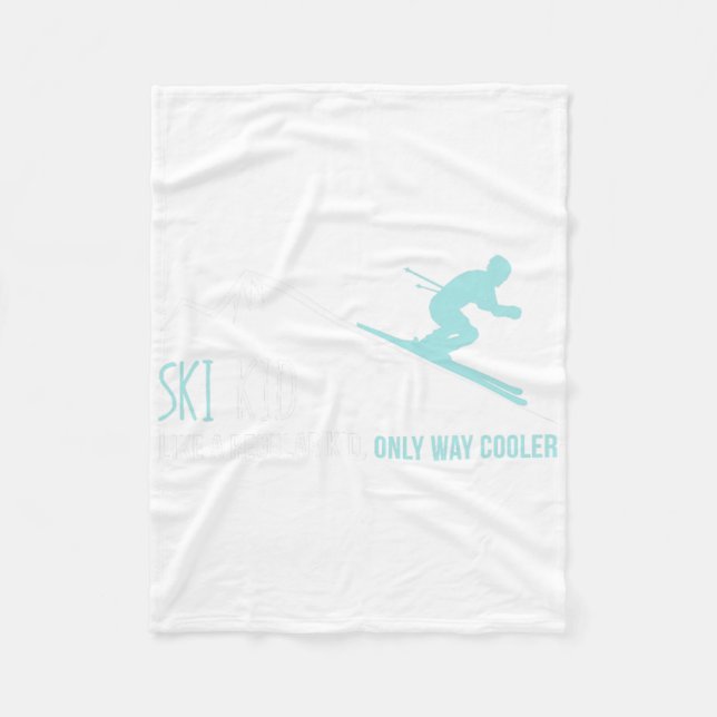 Ski Kid Funny Cute Winter Skiing Gift Fleecefilt (Framsidan)