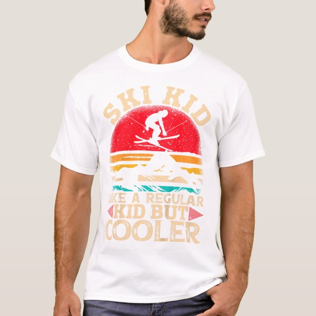 Ski Kid som en vanlig Kid men Cooler Funny Skiing T Shirt (Framsida)