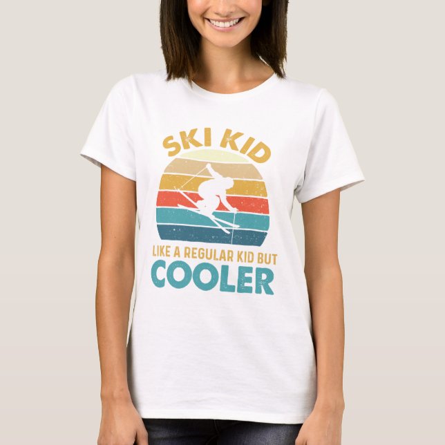 Ski Kid som en vanlig Kid men kylare - Skiing Lov T Shirt (Framsida)