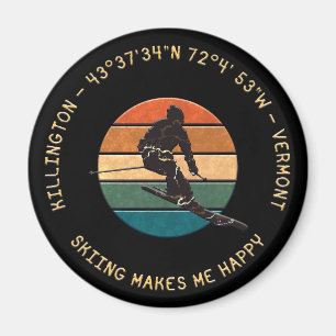 Ski Killington, Vermont - Man Skier, Gult Text Magnet